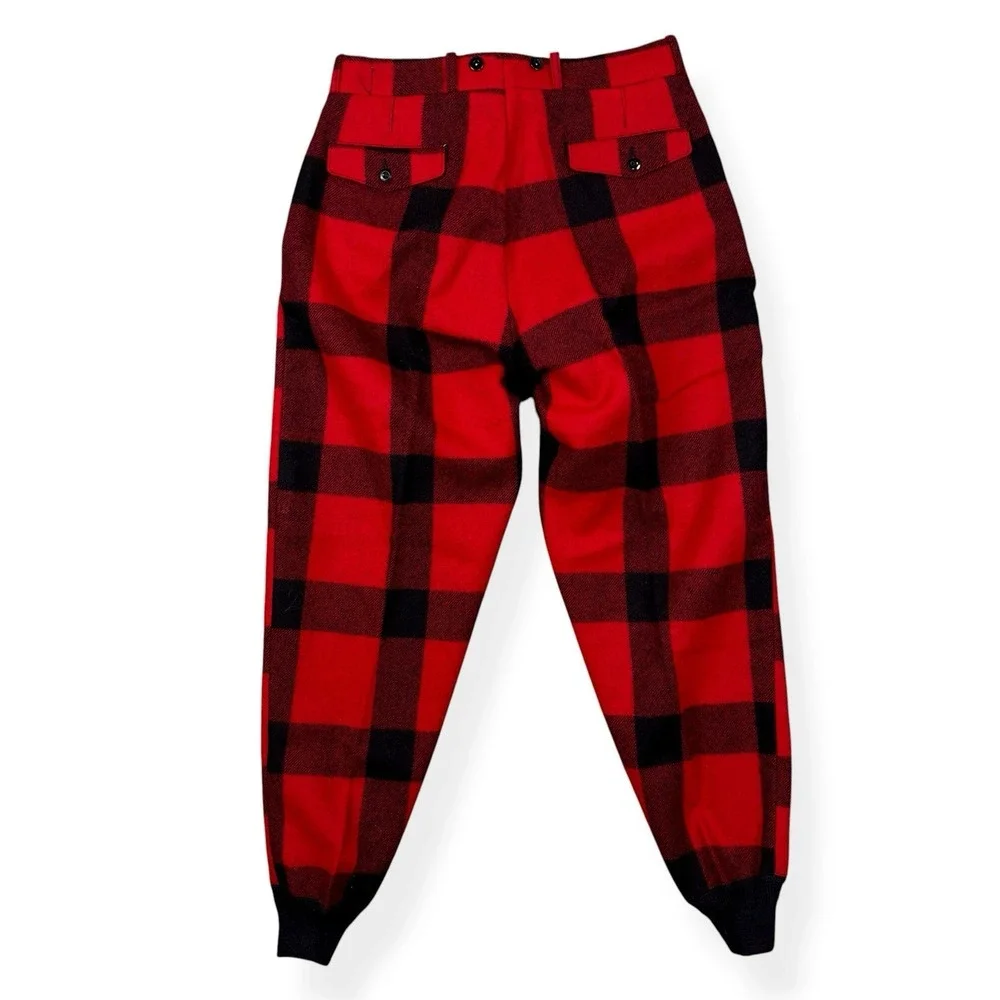 VTG Woolrich Pants Men's 34x33 Red Black Buffalo Plaid Wool Mackinaw Hunting 60s